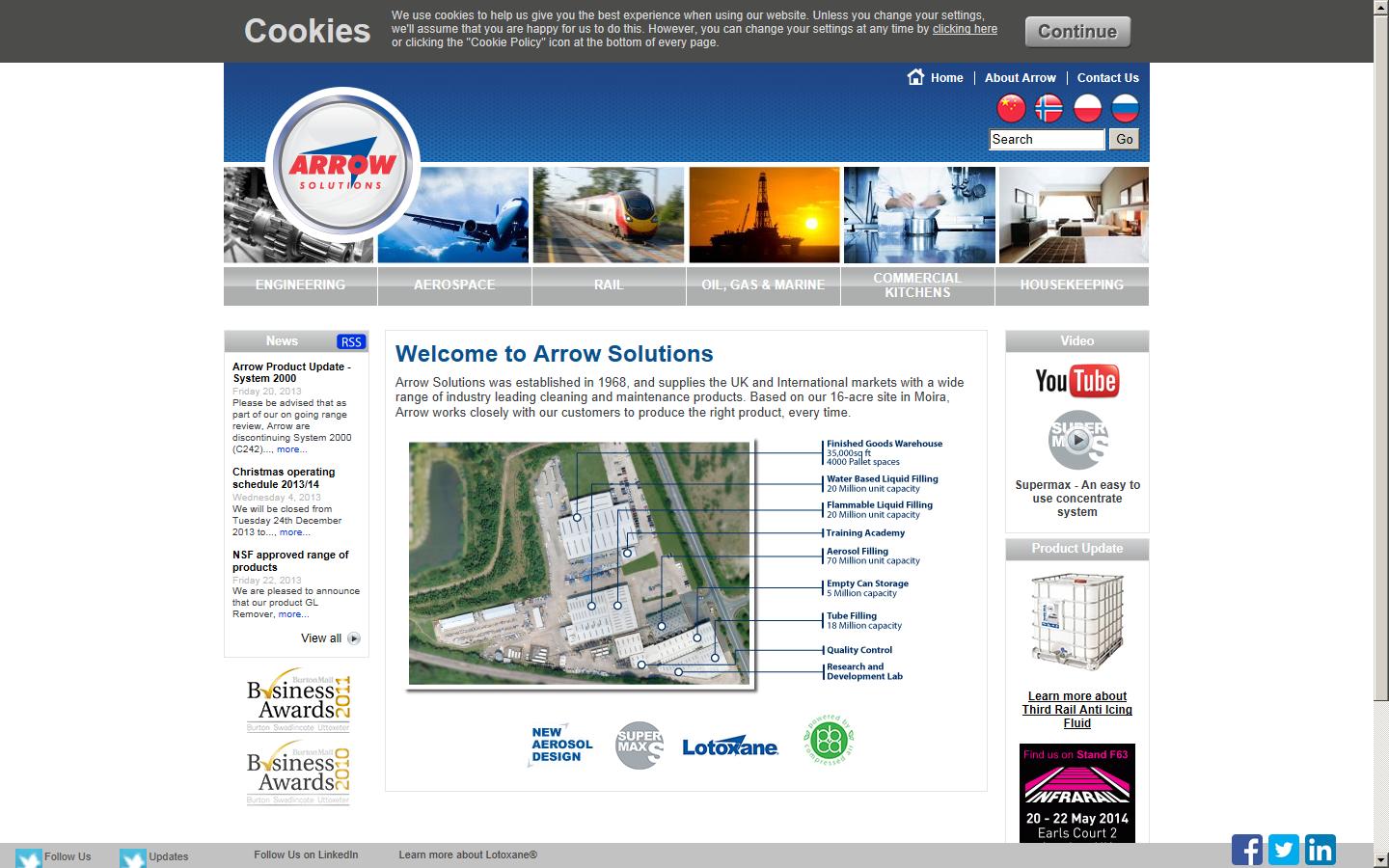 Arrow Cleaning & Hygiene Solutions Website