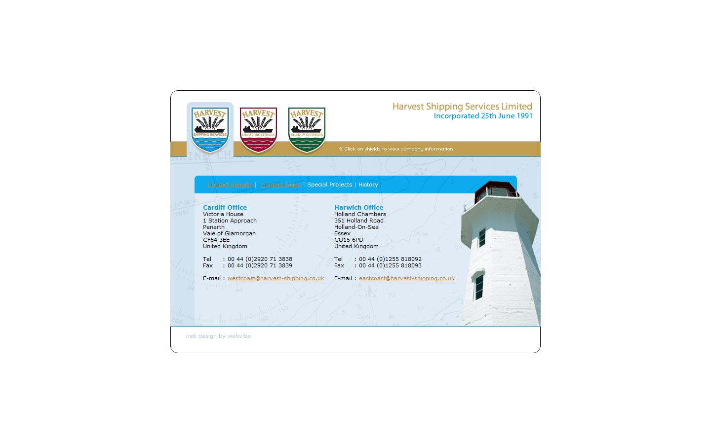 Harvest Shipping Services Website