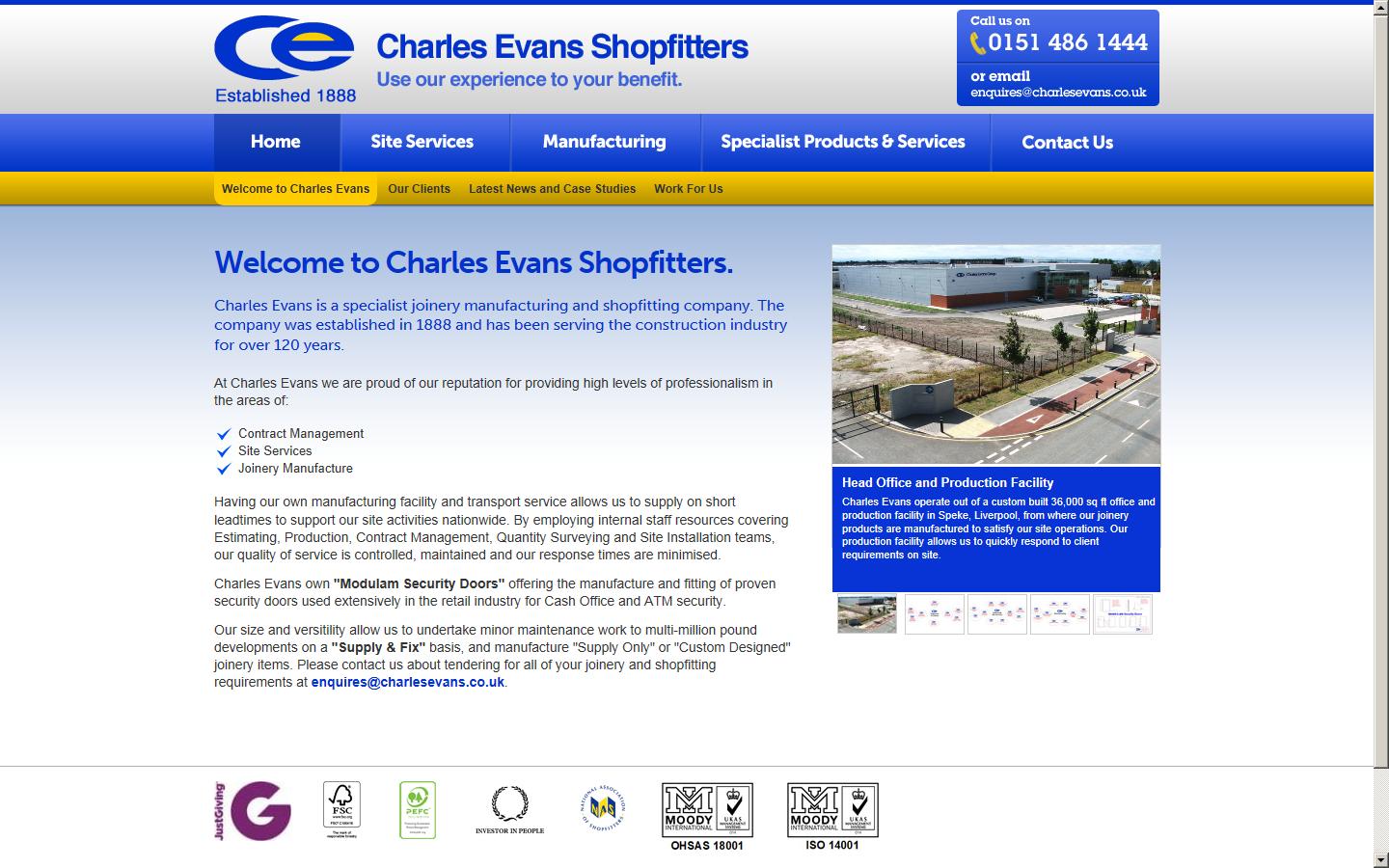 Charles Evans Shopfitters Ltd Website