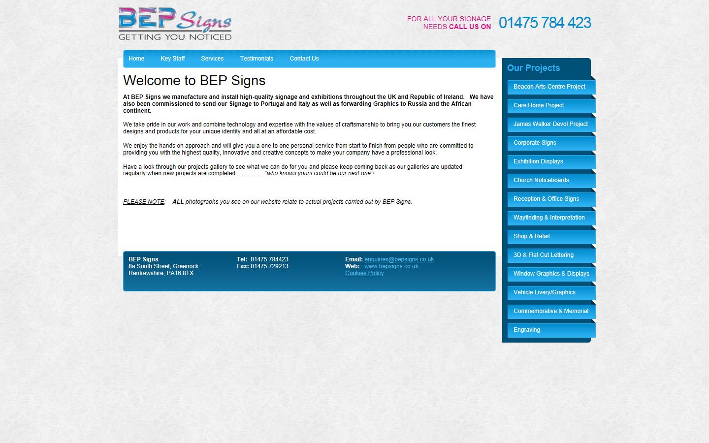 B E P Signs Ltd Website