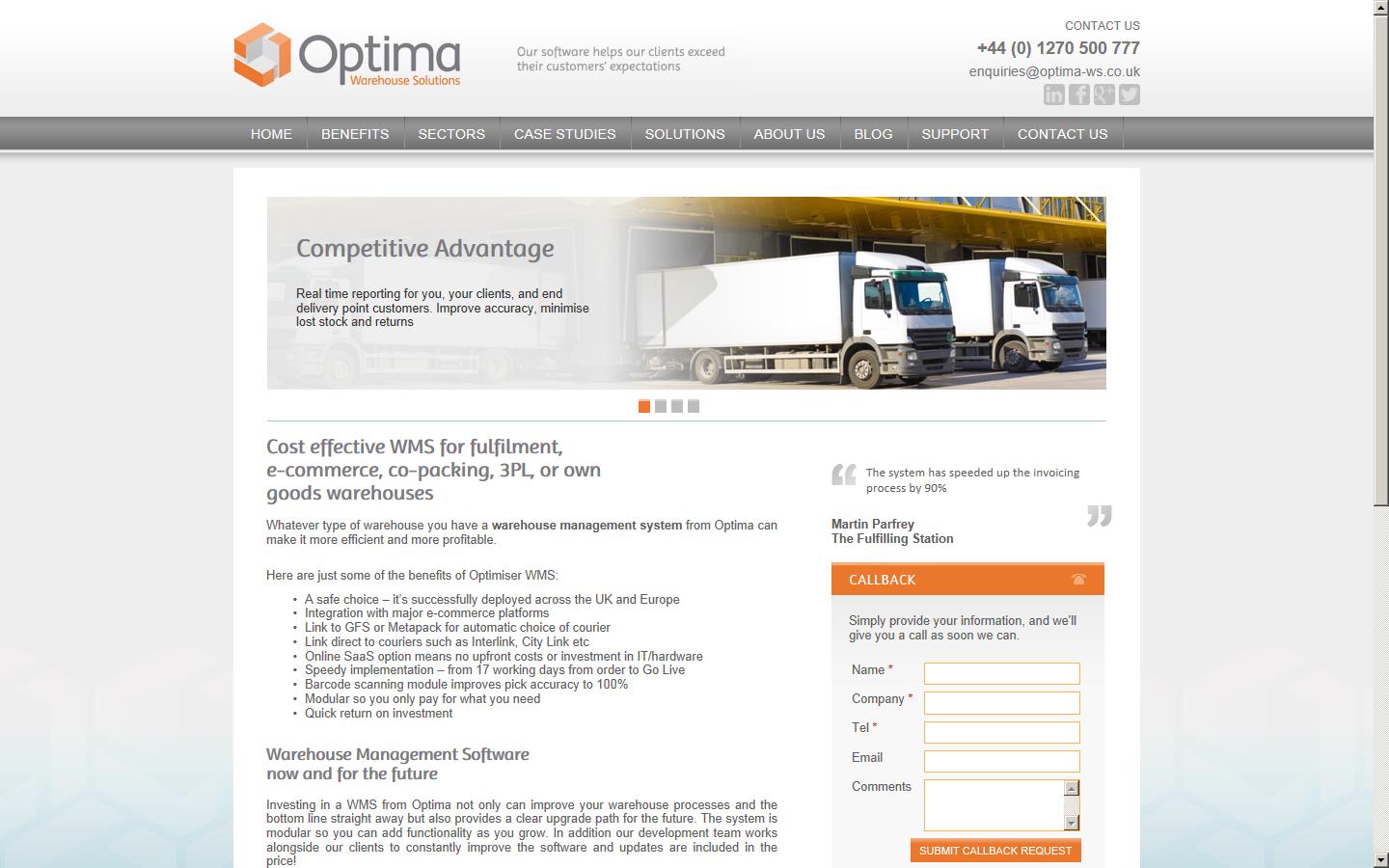 Optima Warehouse Solutions Website