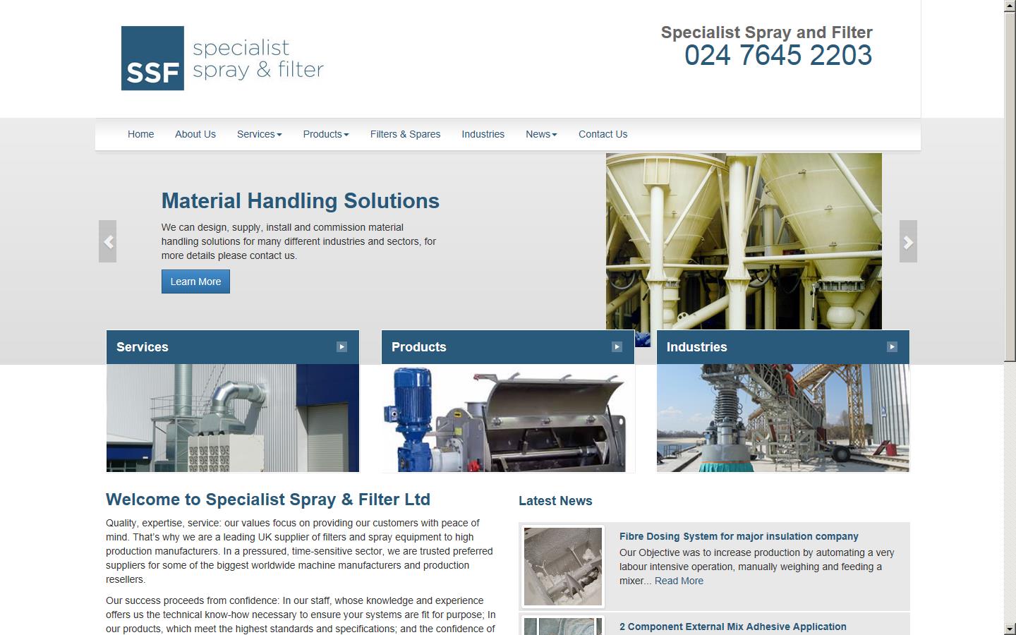 Specialist Spray & Filter Ltd Website