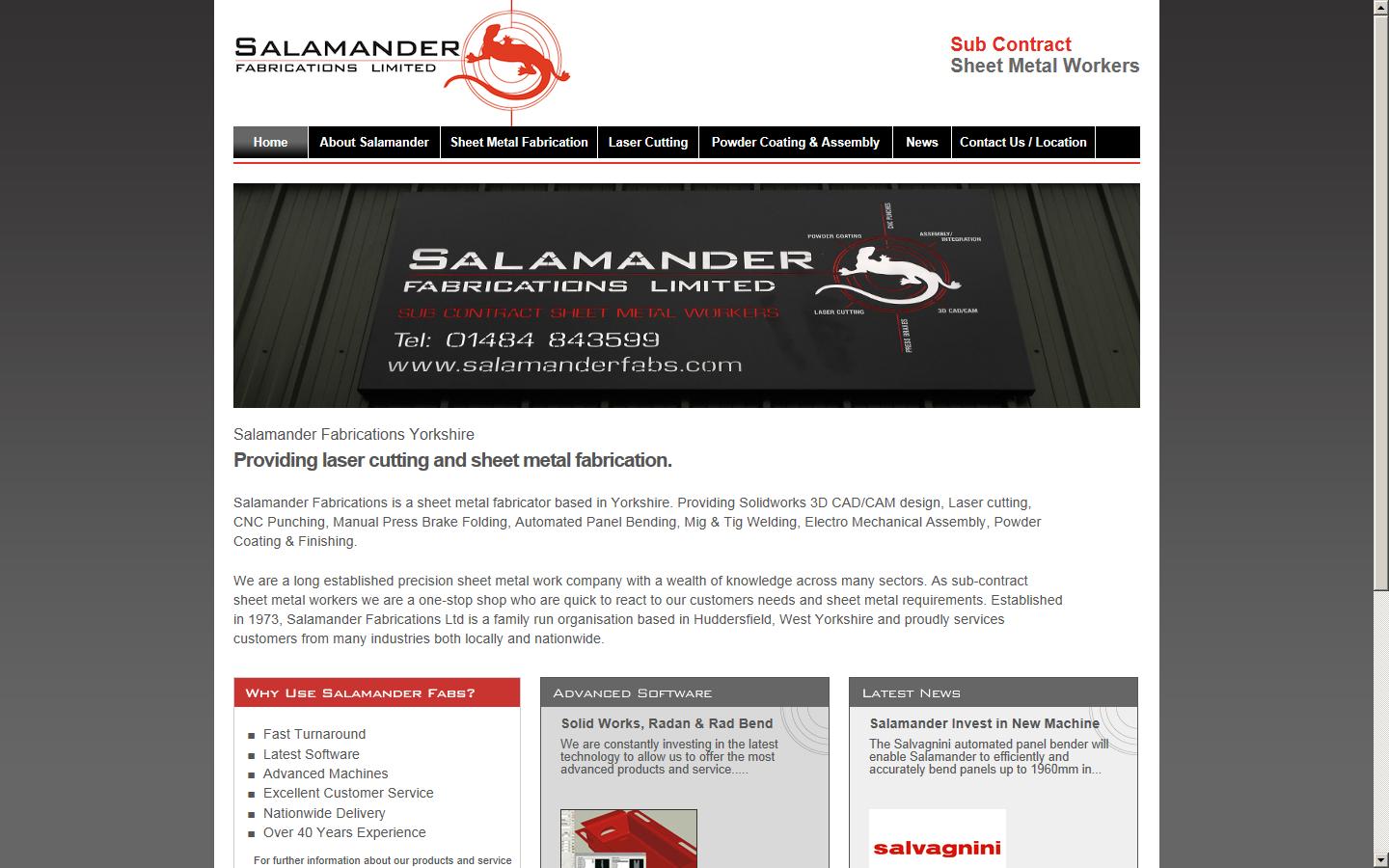Salamander Fabrications Ltd Website