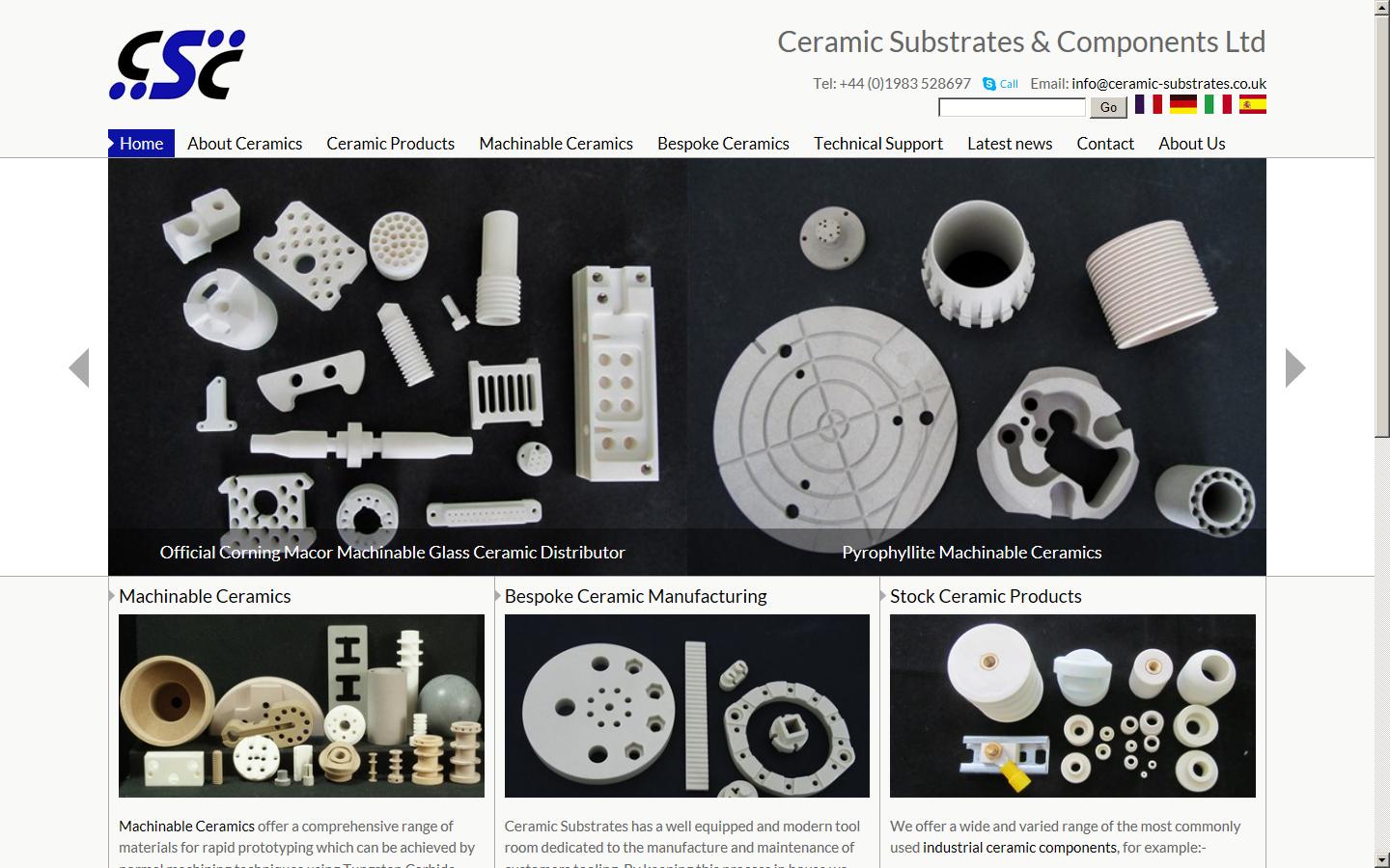 Ceramic Substrates & Components Ltd Website