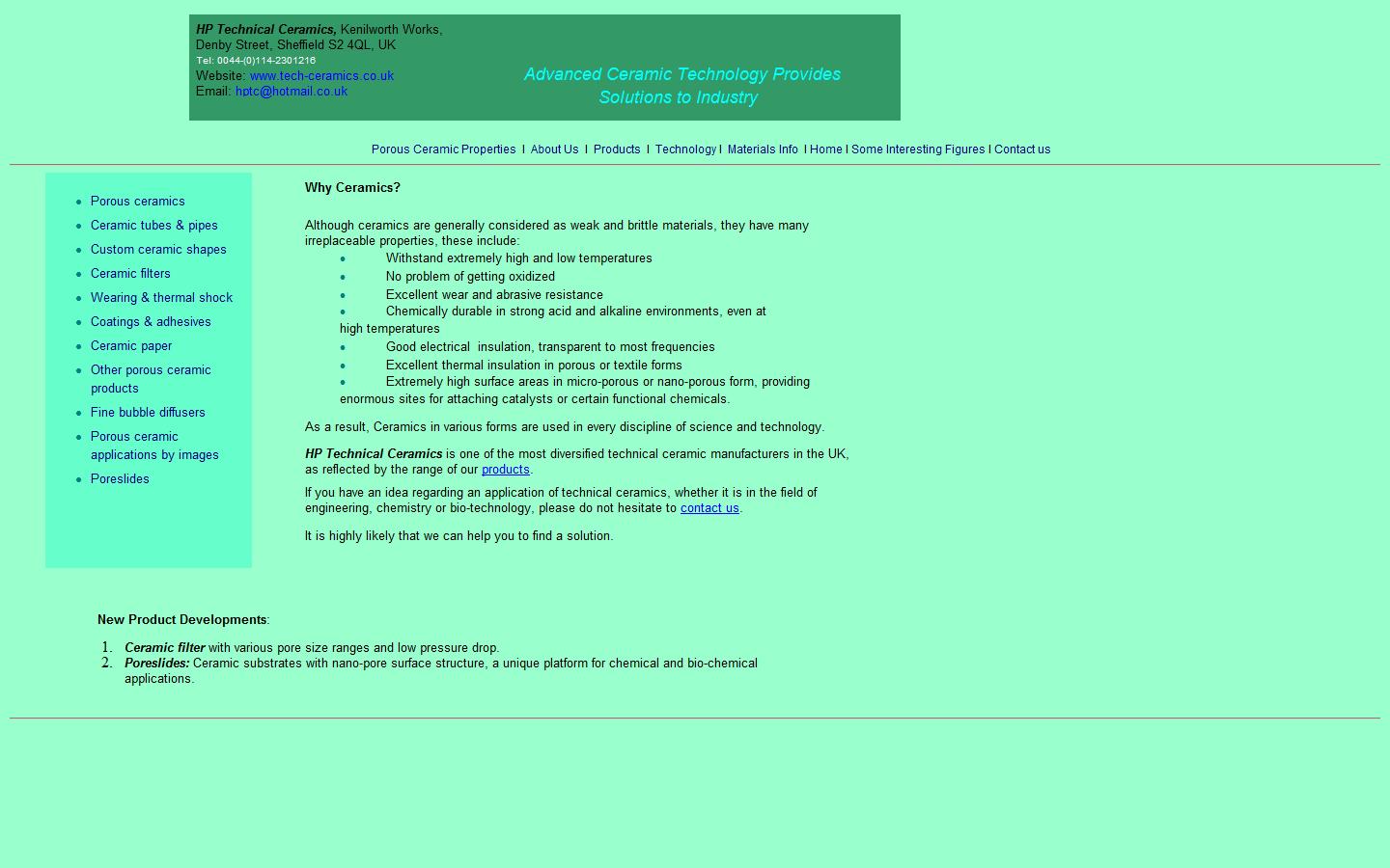 HP Technical Ceramics Ltd Website