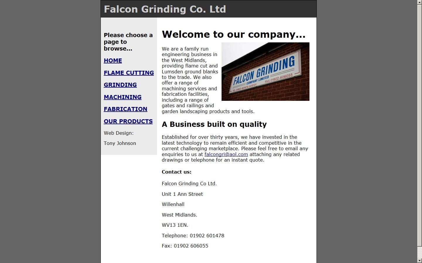 Falcon Grinding Co. Ltd Website