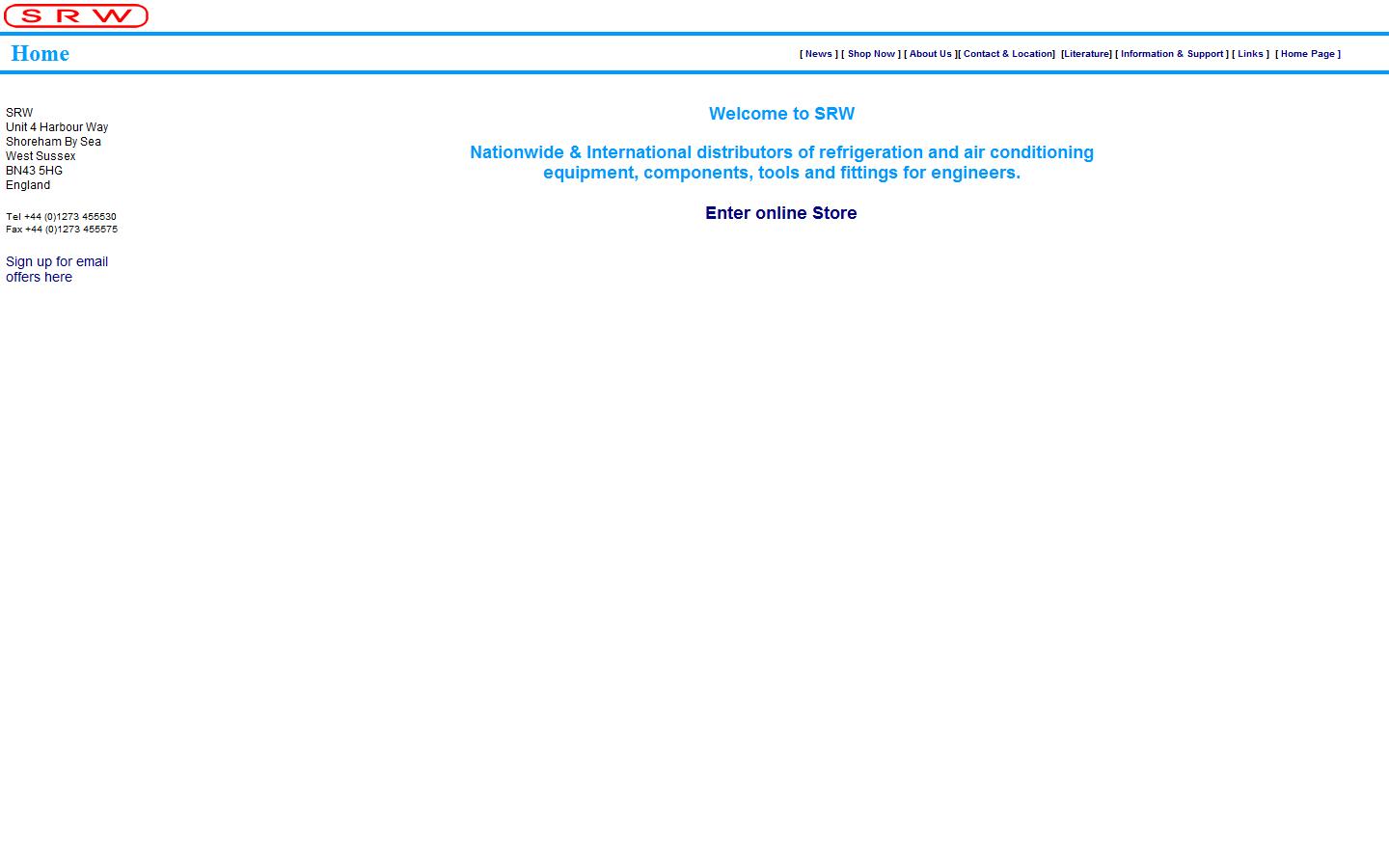 S R W (Sussex Refrigeration Wholesale) Ltd Website