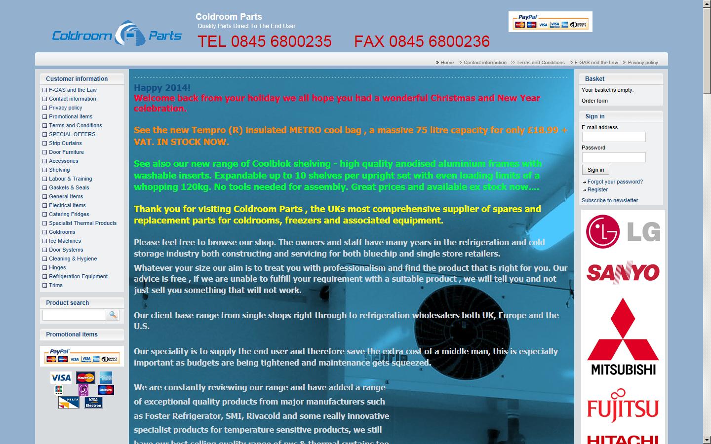 Coldroom Parts Ltd Website