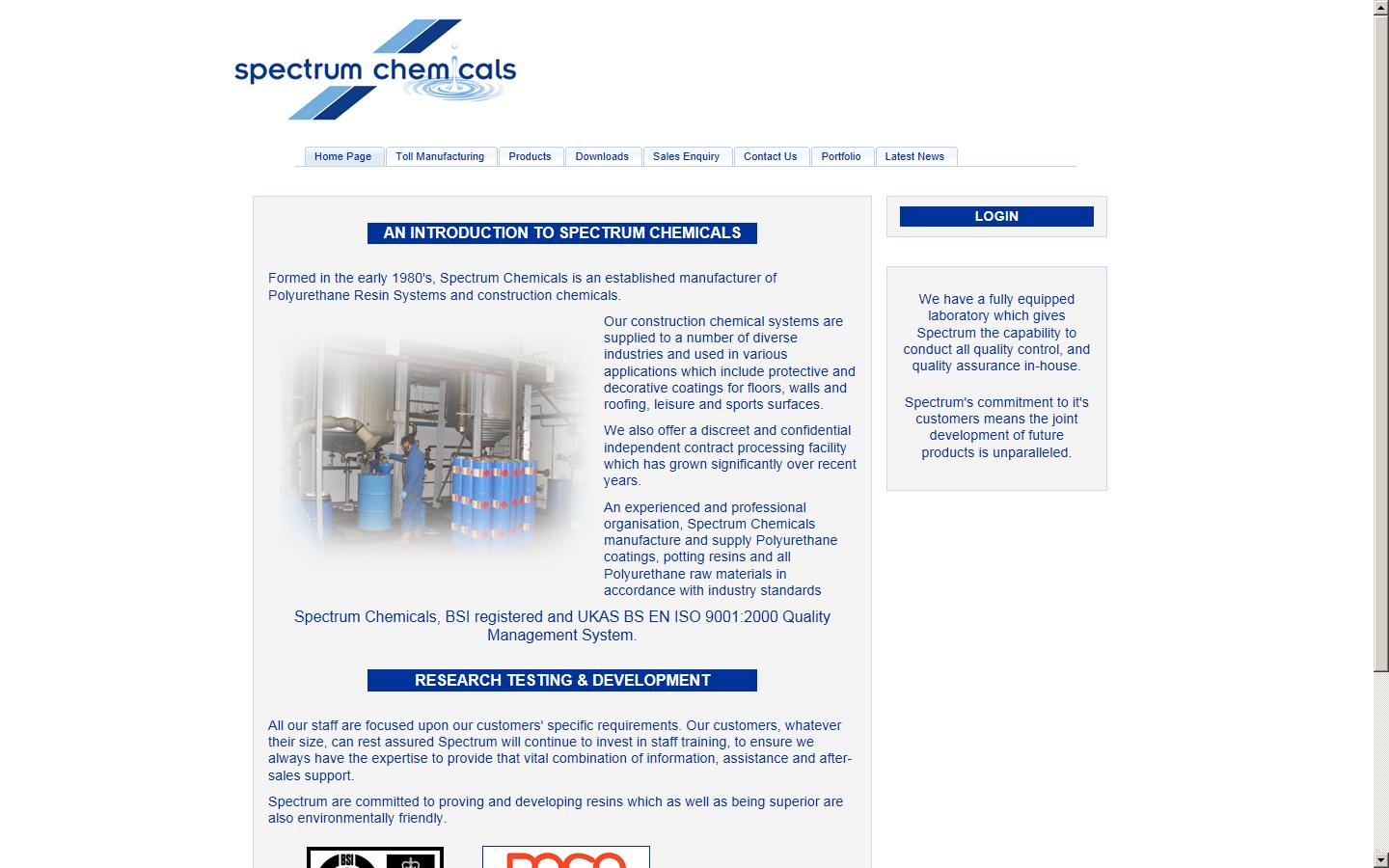 Spectrum Chemicals Ltd Website