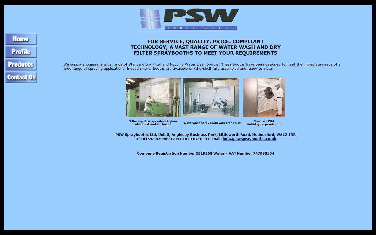 P S W Spray Booths Ltd Website