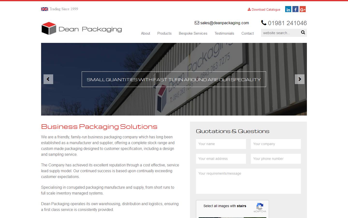 Dean Packaging Website