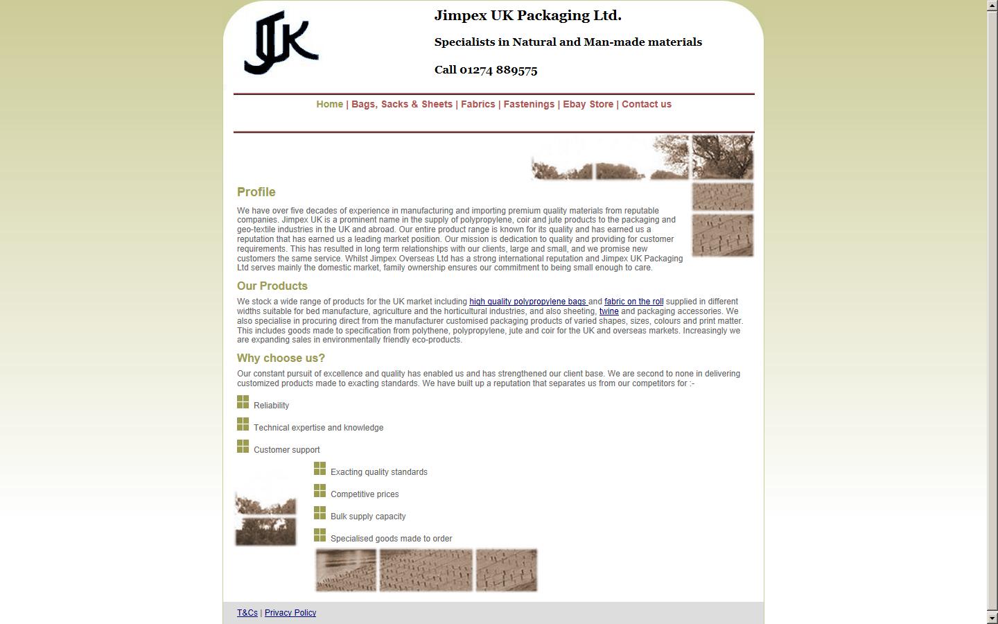 Jim Pex (UK) Ltd Website