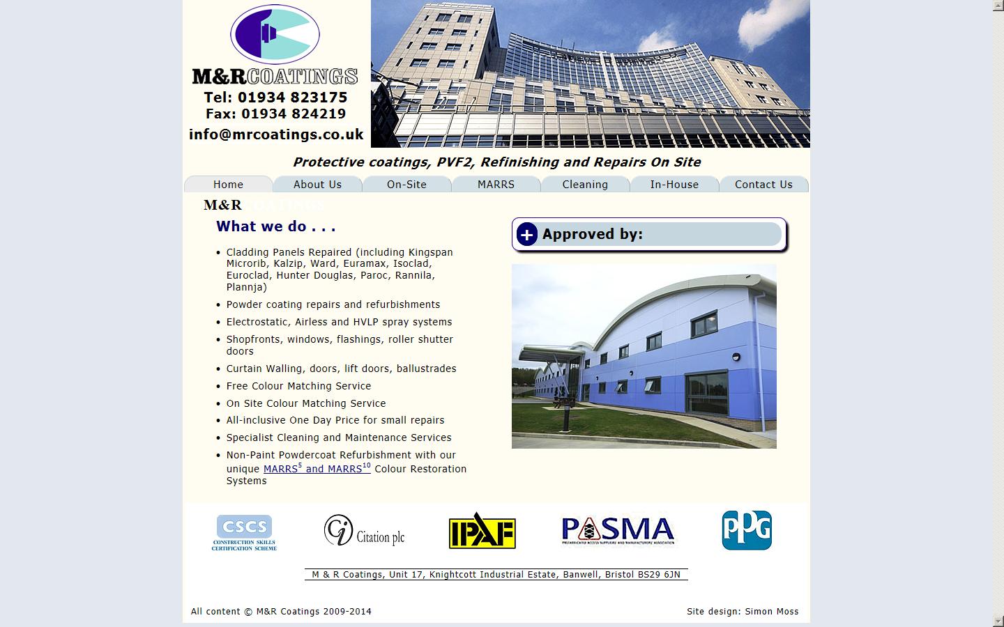 M & R Coatings Website