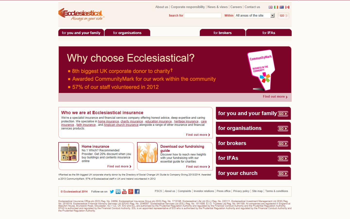 Ecclesiastical Insurance Group Website