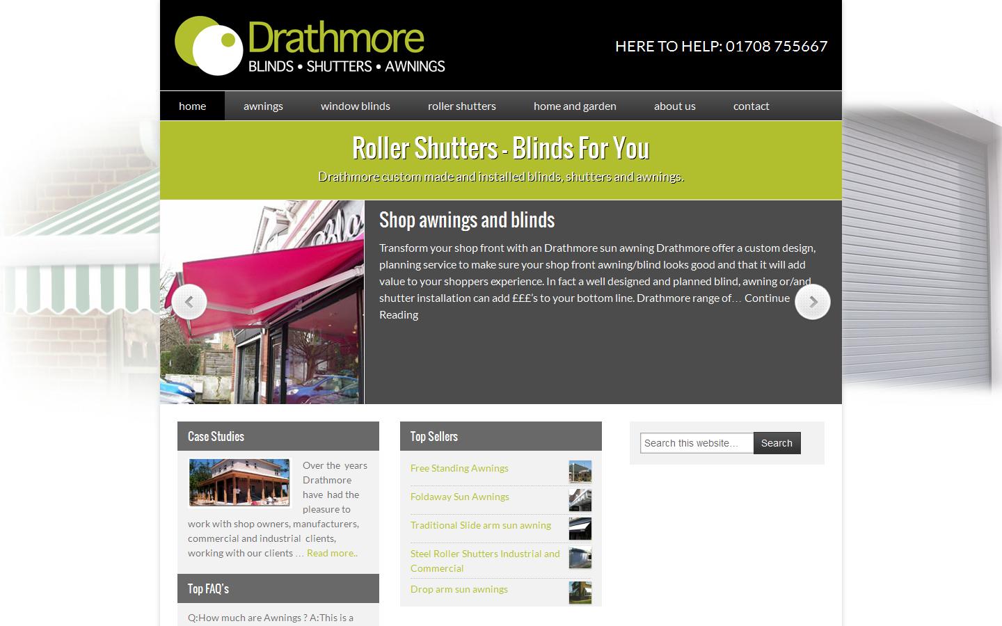 Drathmore blinds, shutters and awnings Website