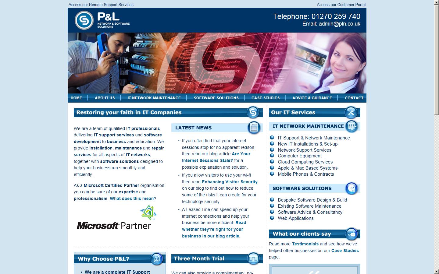 P&L Network & Software Solutions Ltd Website