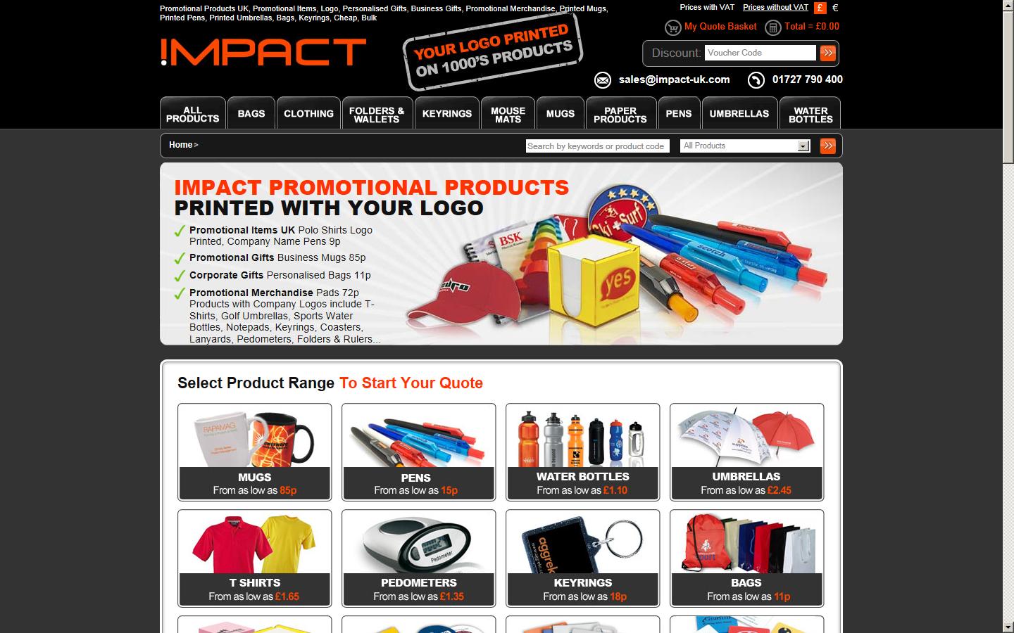 Impact Promotional Merchandise Ltd Website