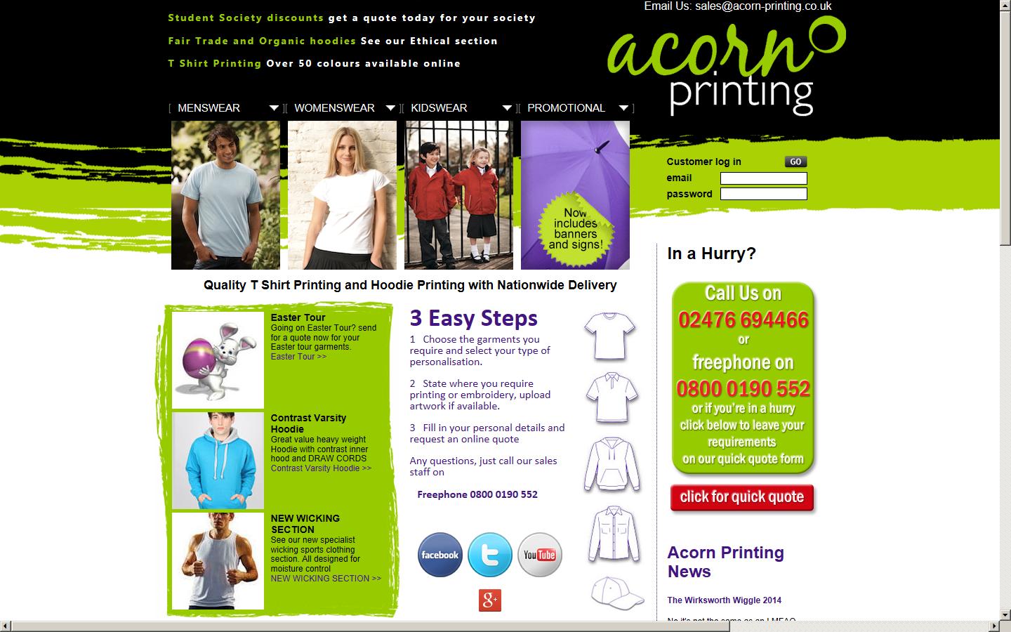 Acorn Printing Services Ltd Website