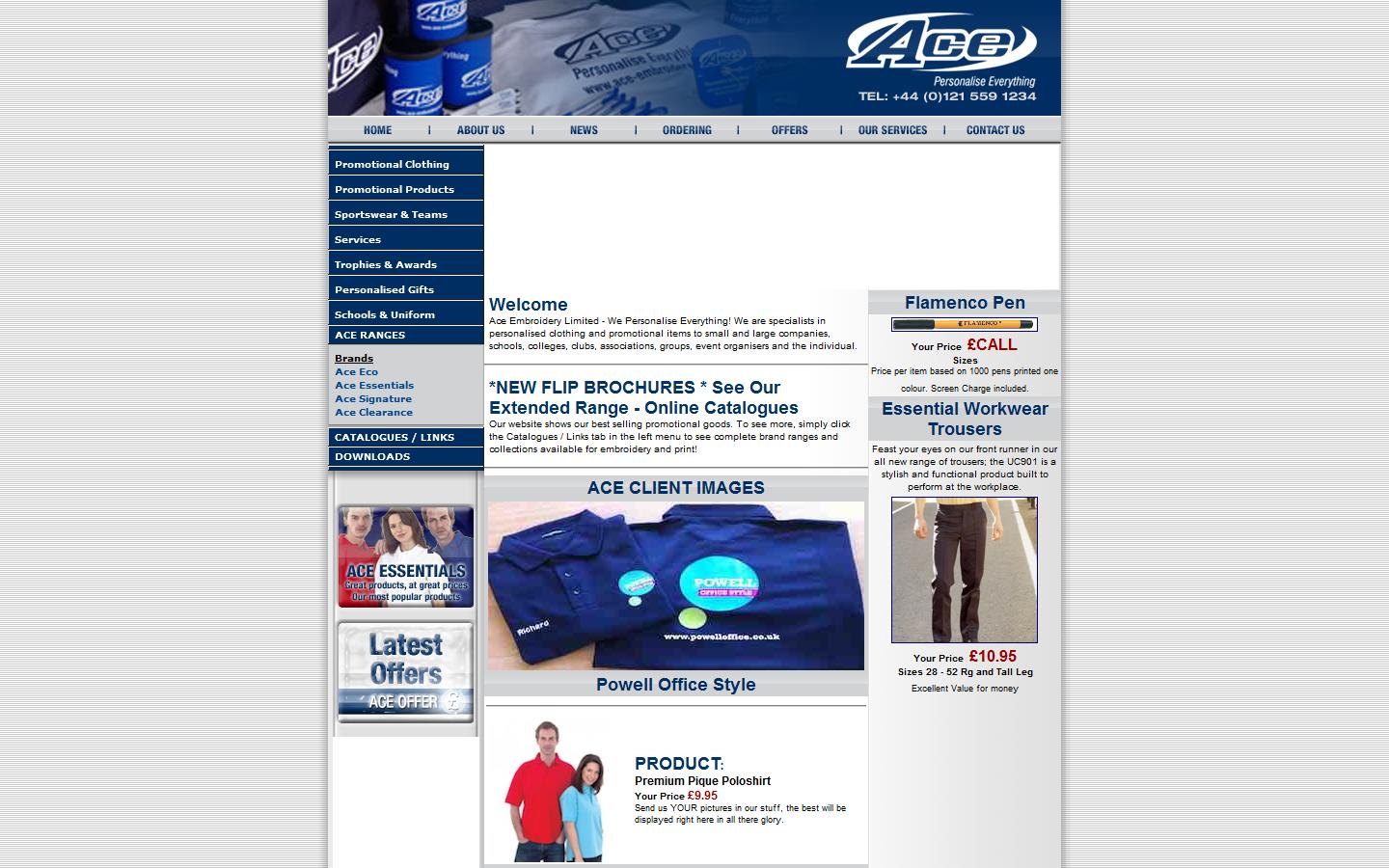 Ace Embroidery Website