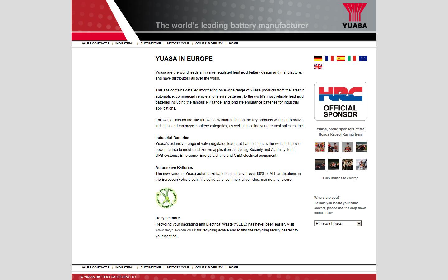 Yuasa Battery Sales (UK) Ltd Website