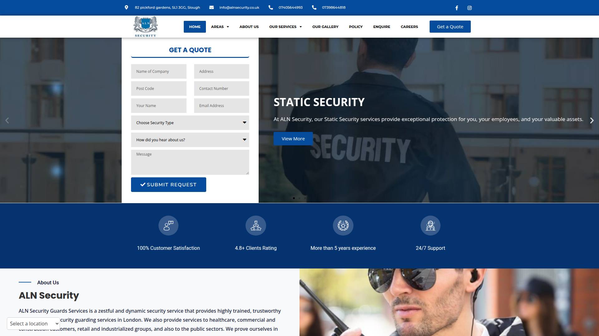 ALN Security Services Website