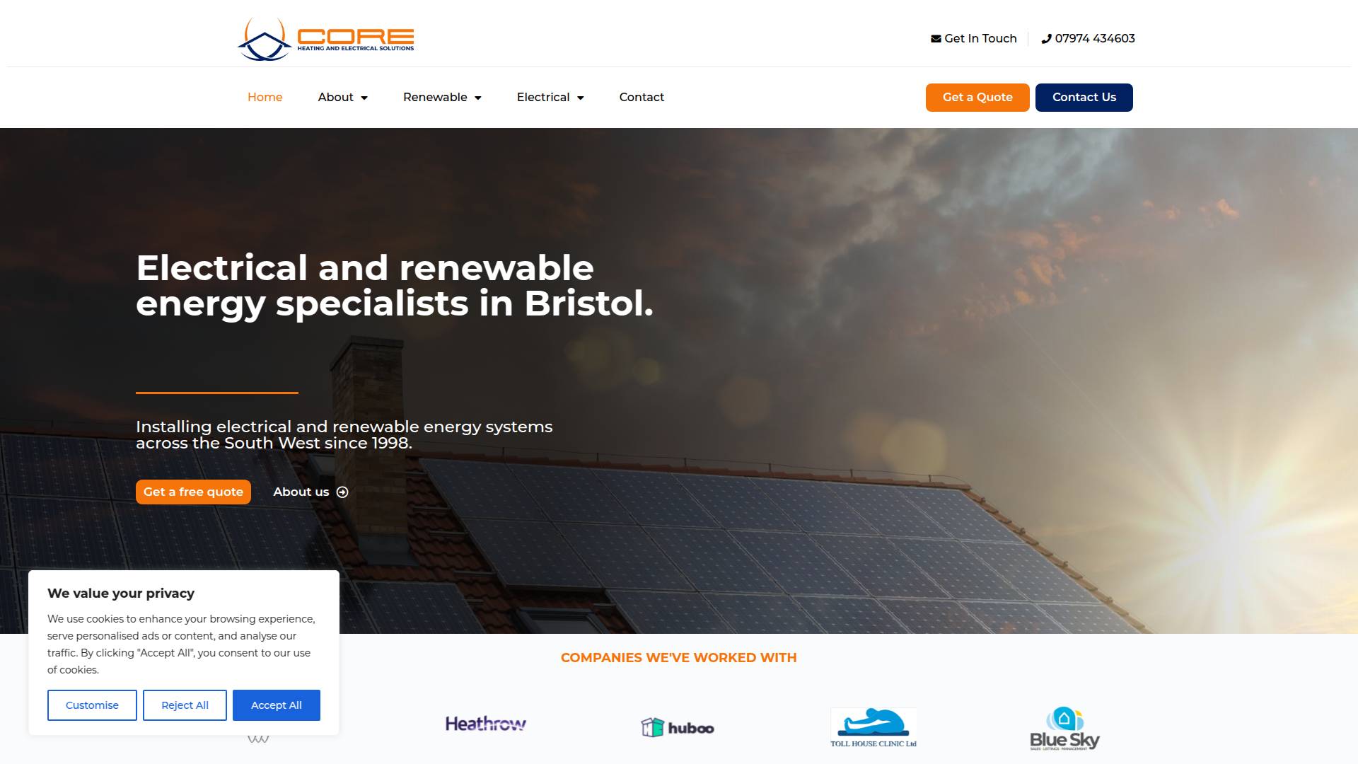 Core Heating and Electrical Solutions Website