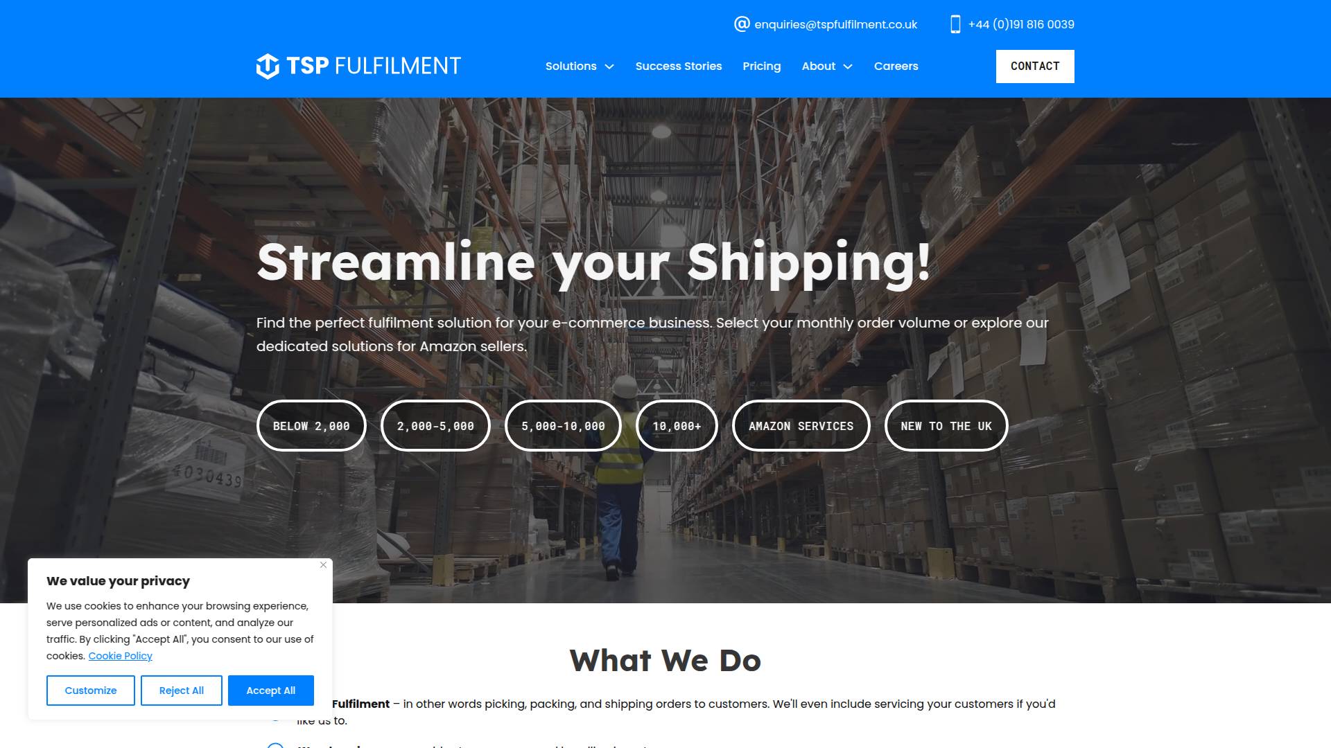 The Storage Place Order Fulfilment Website