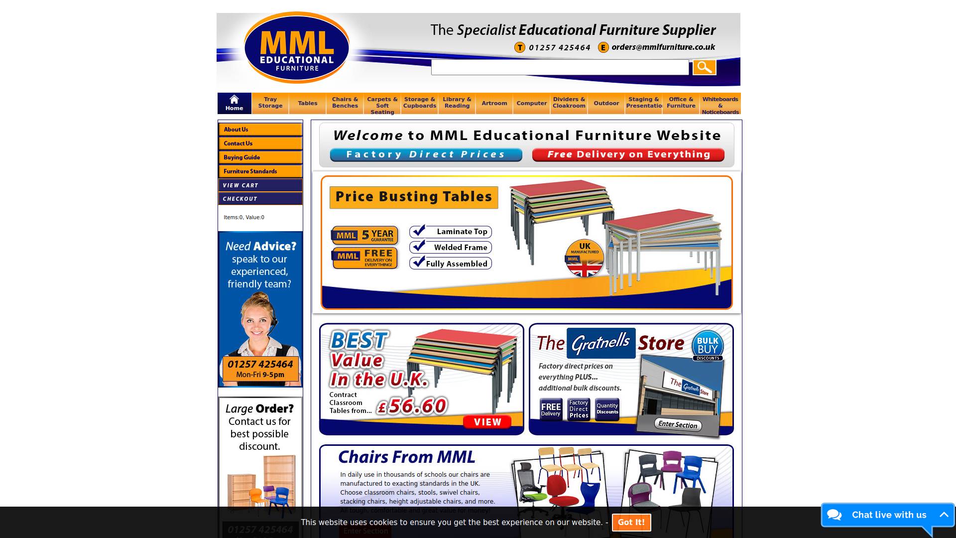 MML Educational Furniture Website