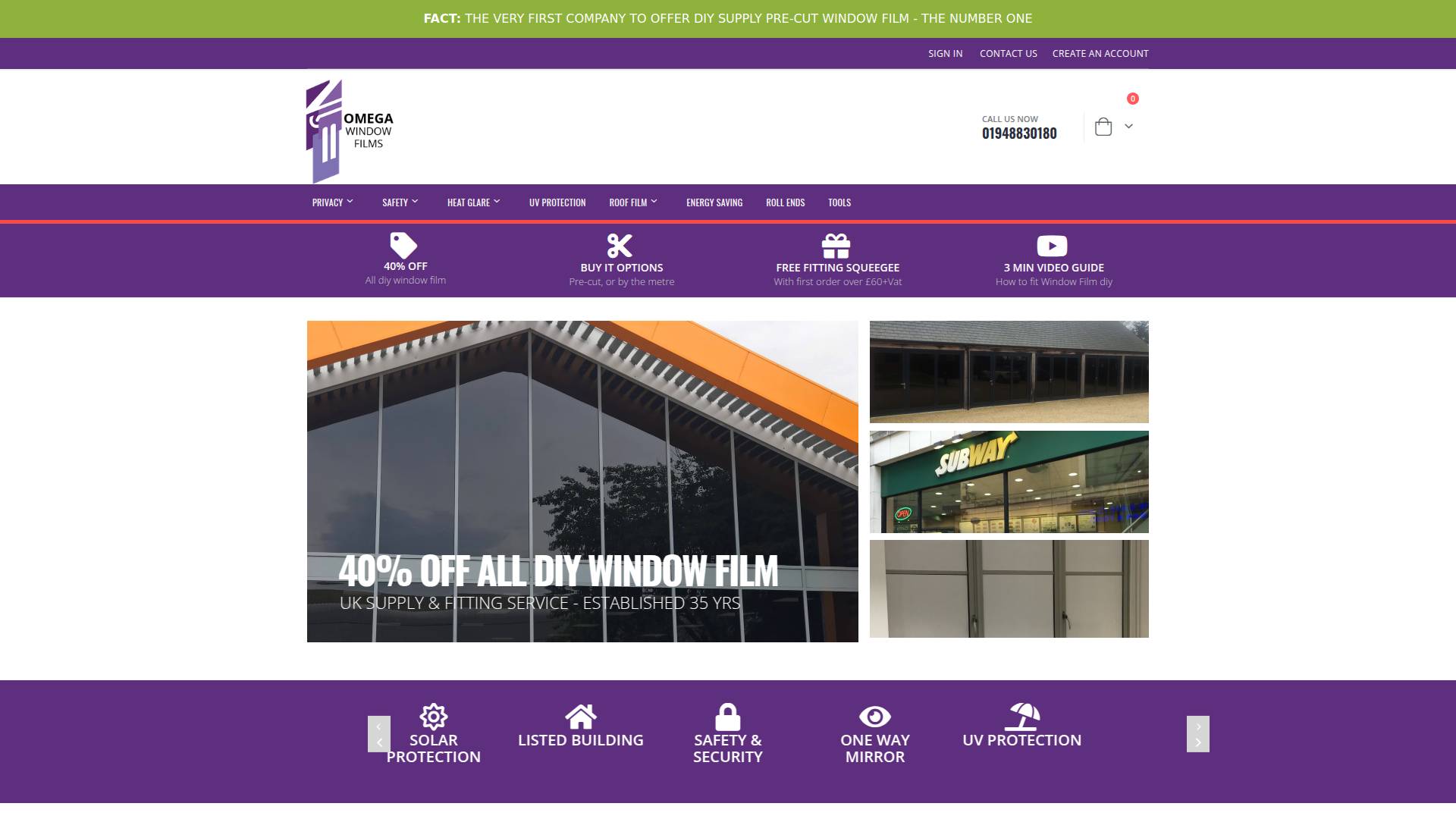 Omega Window Films Website