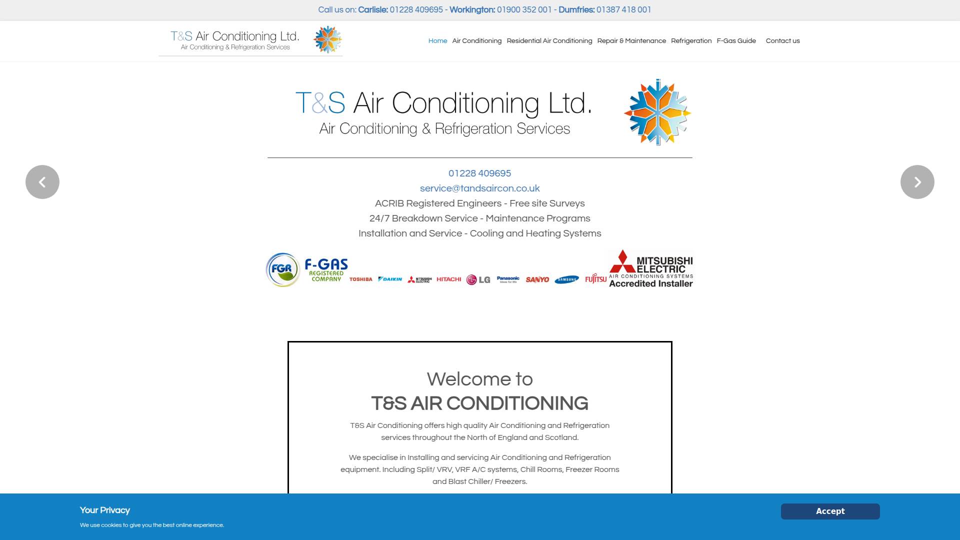 T & S Air Conditioning Ltd Website
