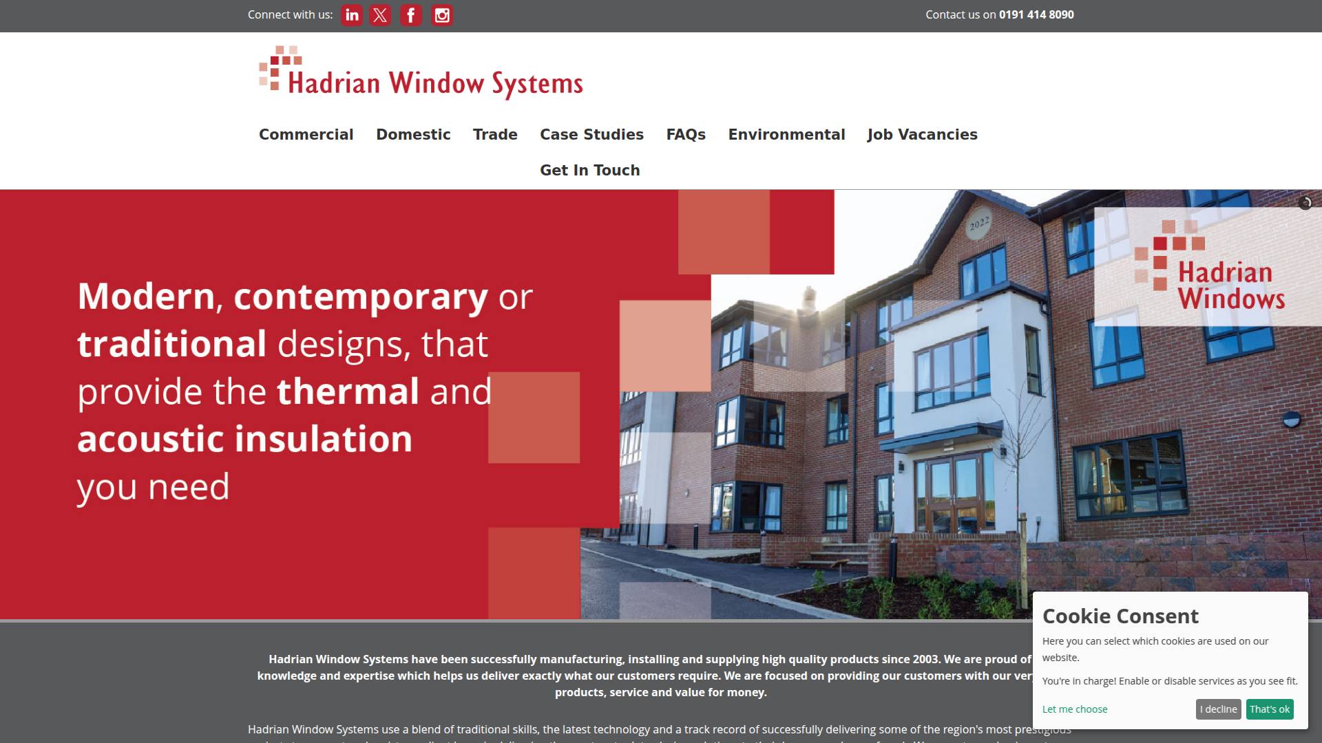 Hadrian Window Systems Ltd Website