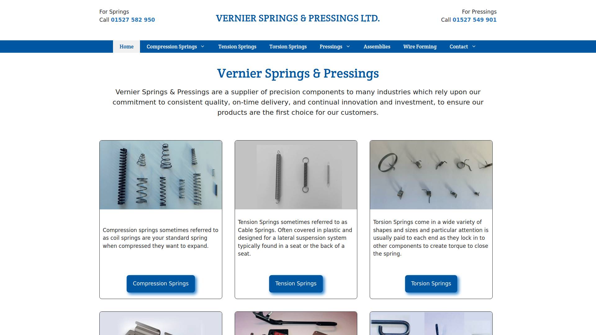 Vernier Springs & Pressings Ltd Website