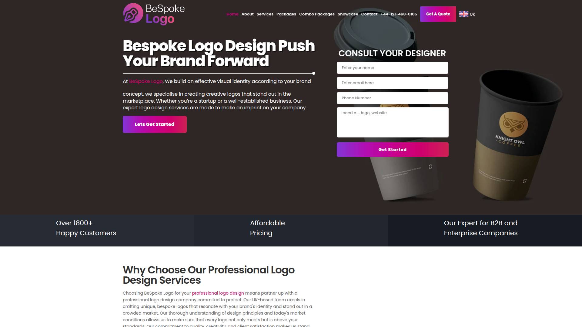 BeSpoke Logo UK homepage screenshot