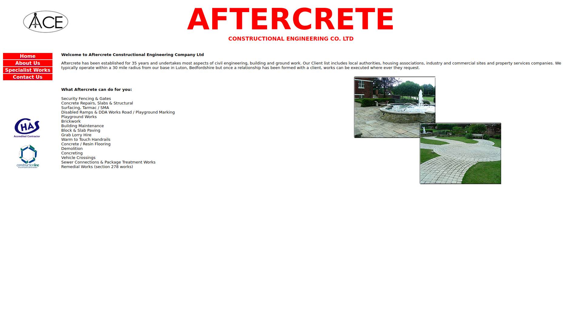 Aftercrete Constructional Engineering Co. Ltd Website