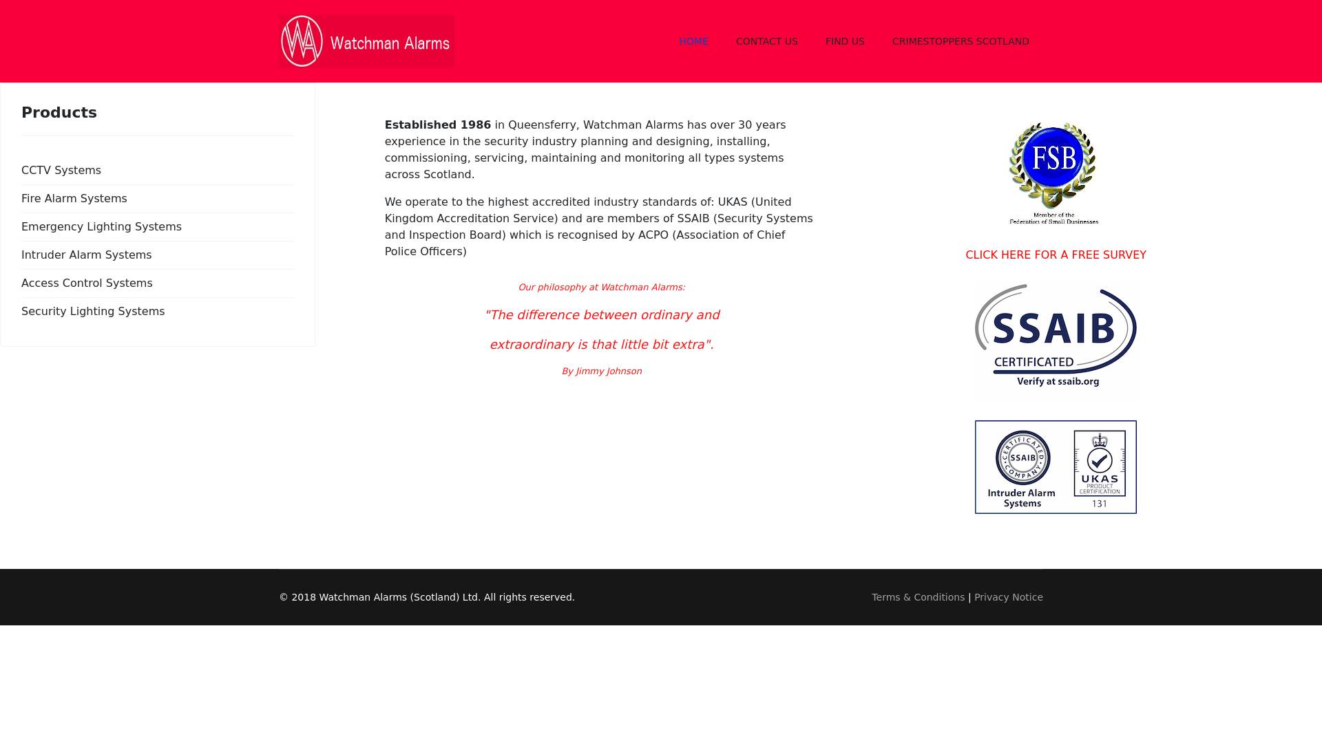 Watchman Alarms Website