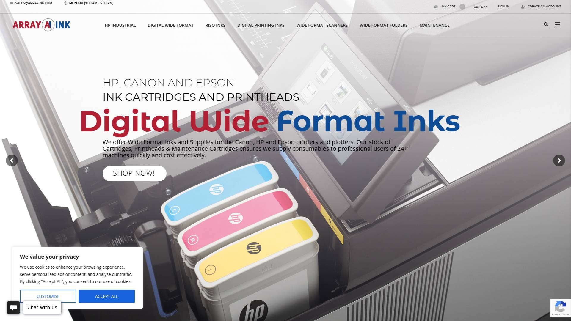 Array Ink Europe Ltd Website