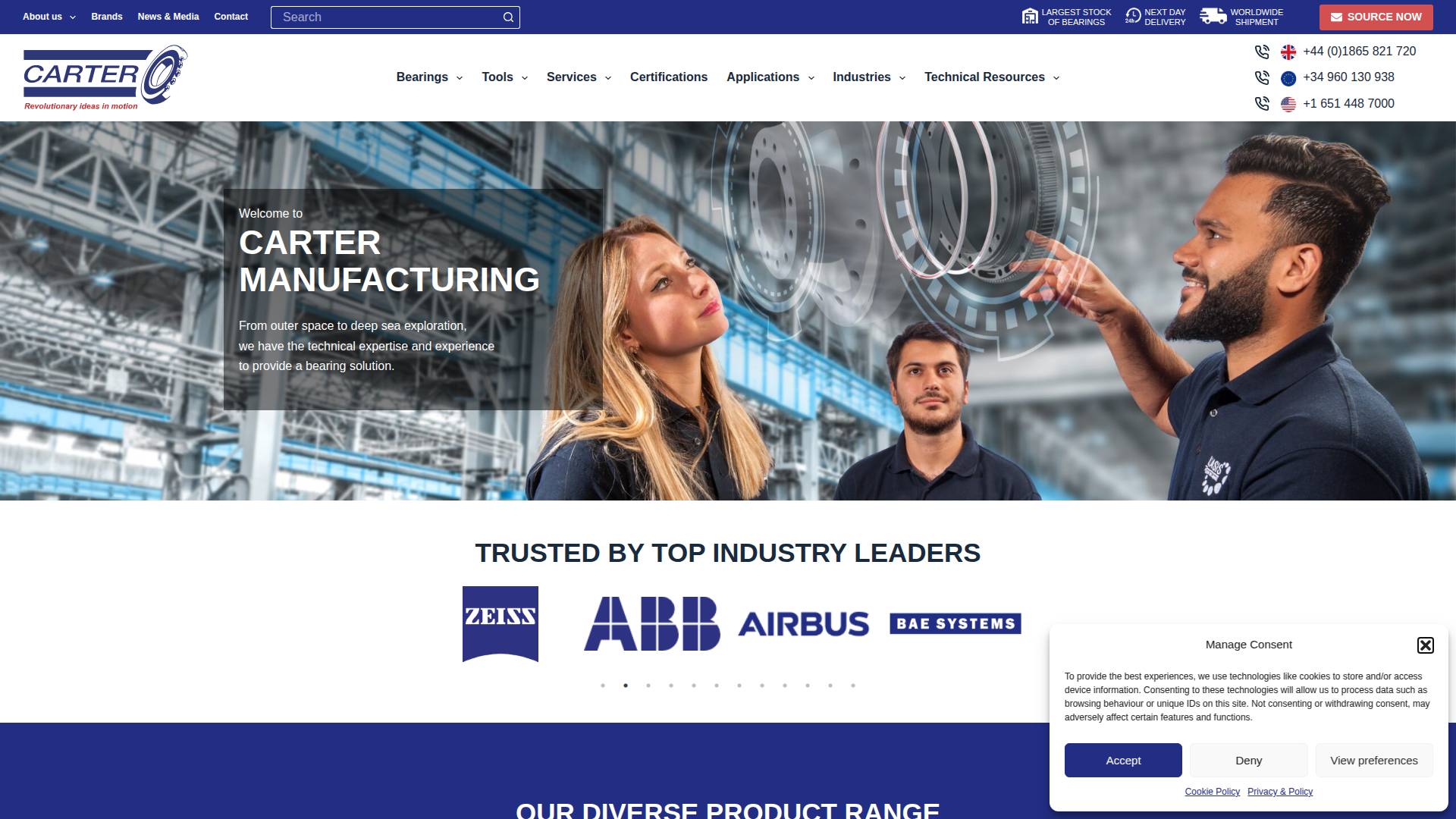Carter Manufacturing Ltd Website