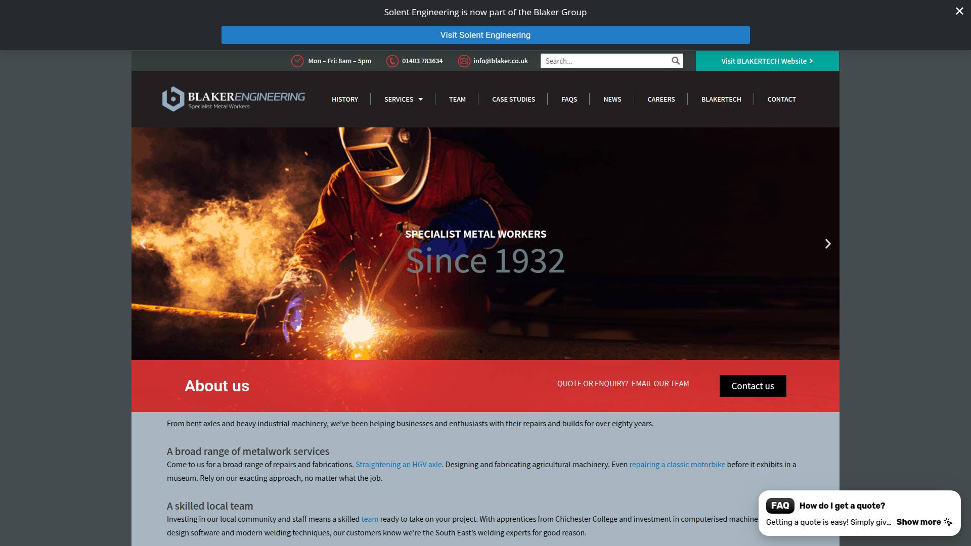 Blaker Specialist Welding Repairs Ltd Website