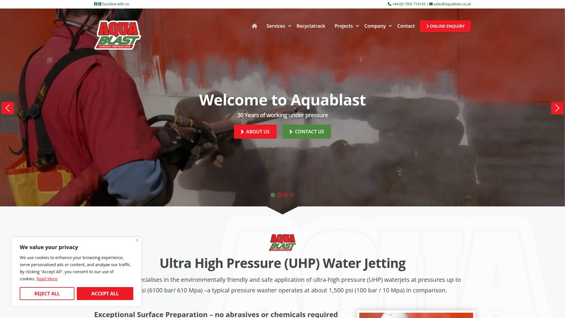 Aquablast Ltd Website