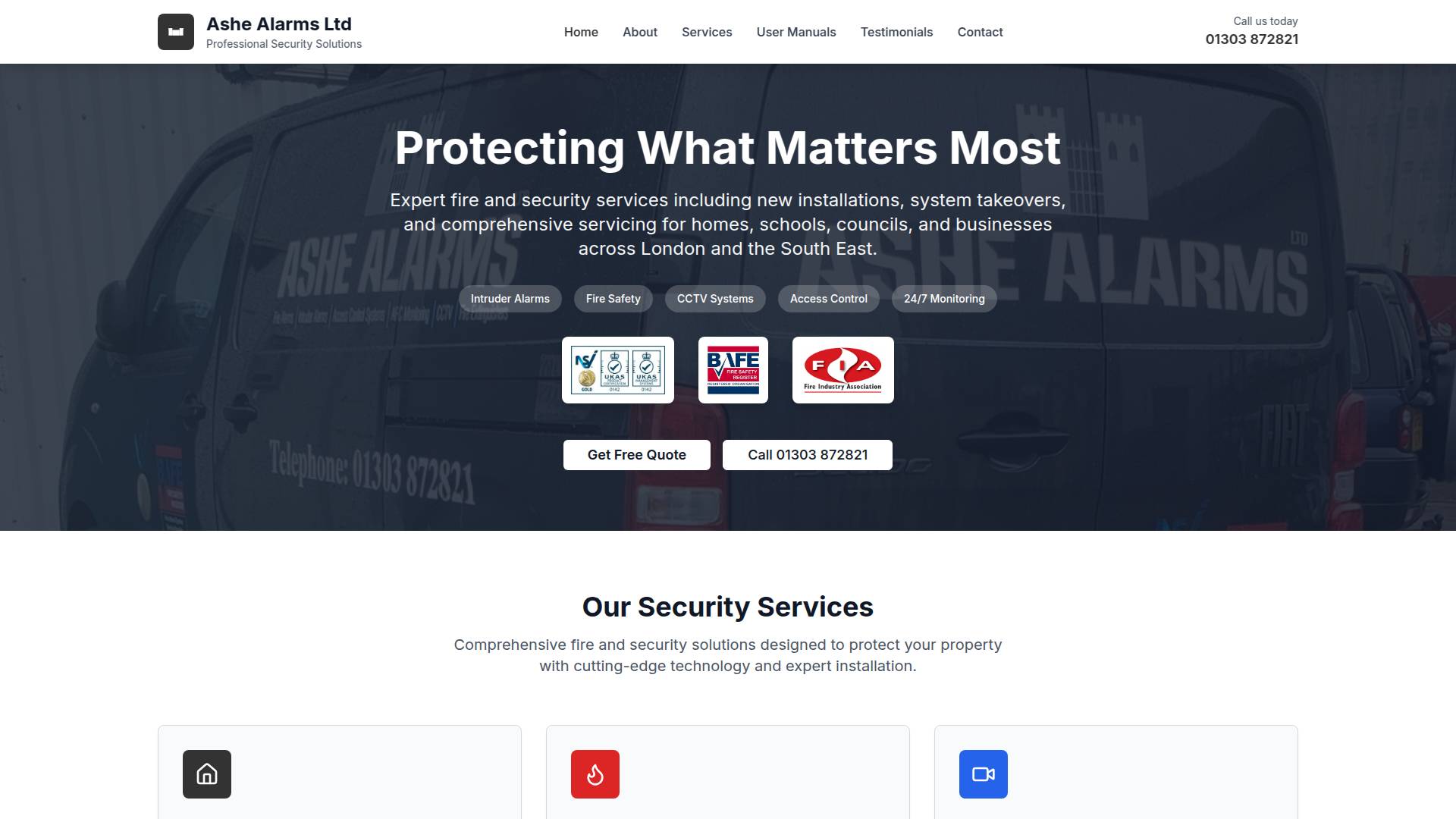 Ashe Alarms Ltd Website