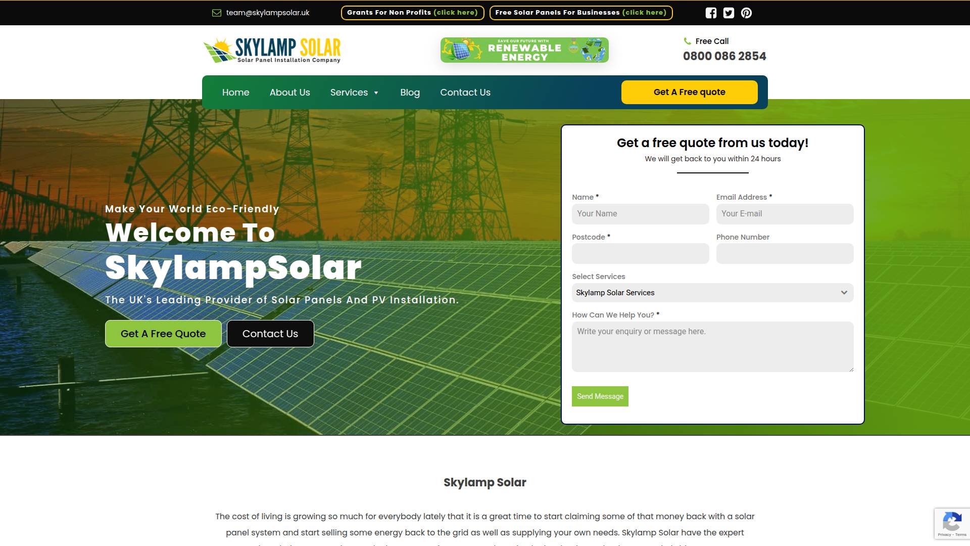 Skylamp Solar Website