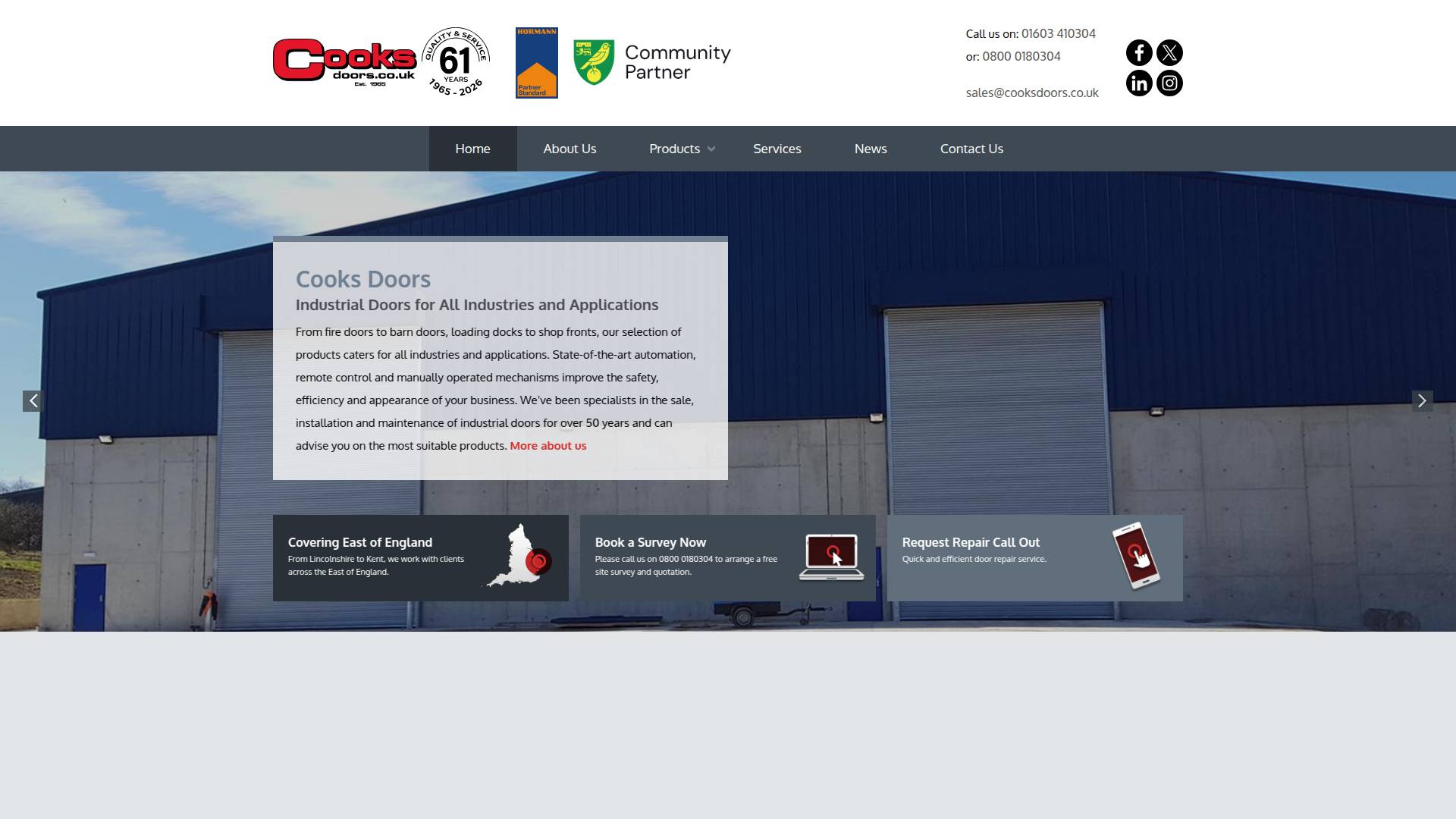 Cooks Industrial Doors Website