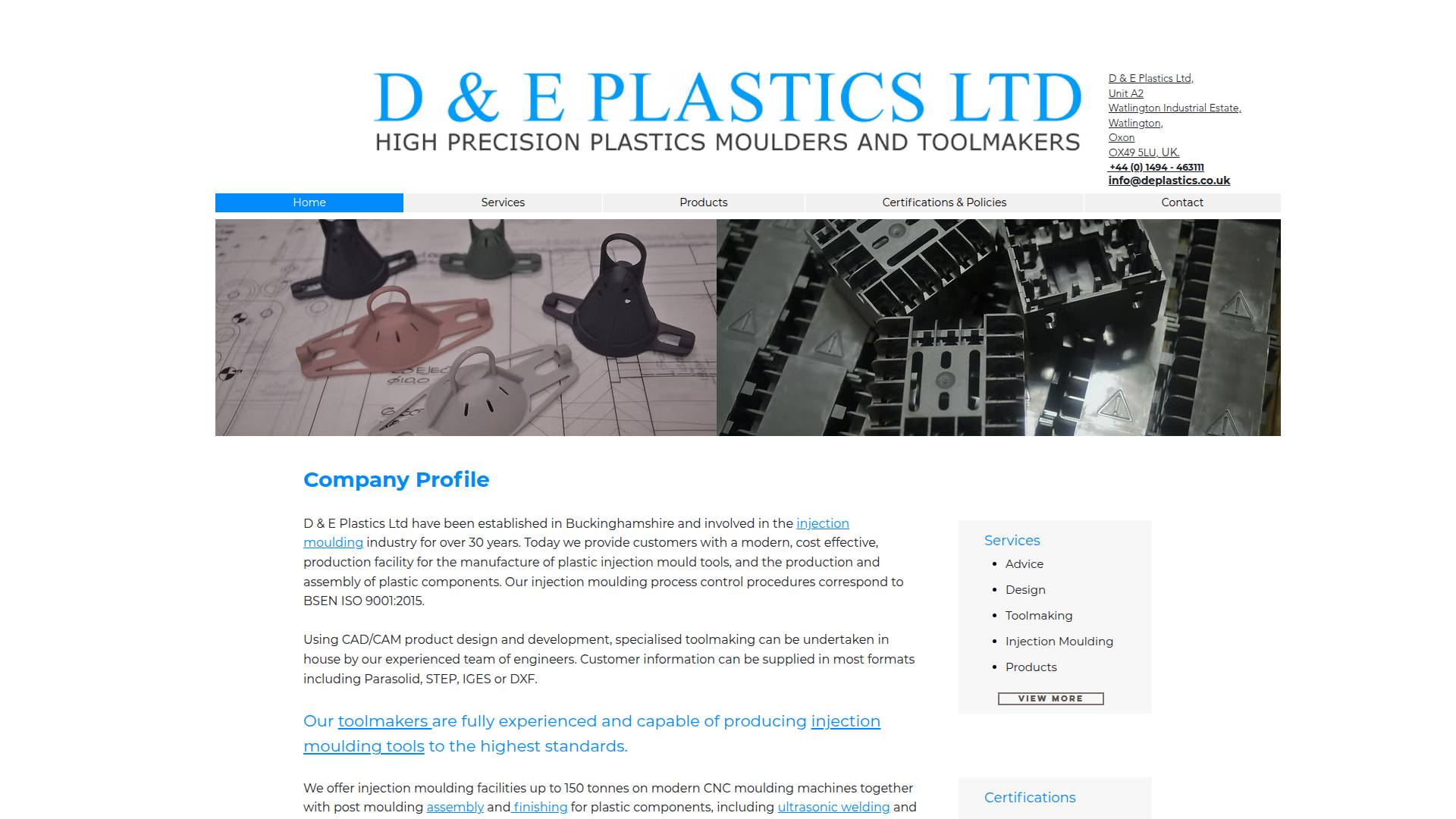 D & E Plastics Ltd Website