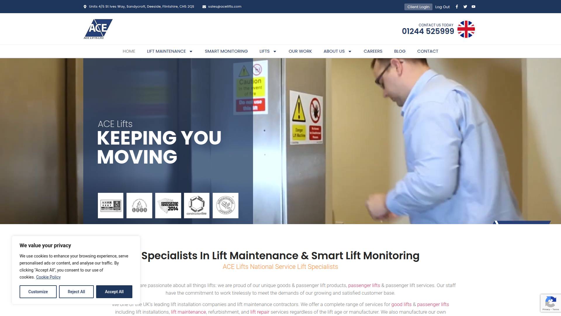 ACE Lifts Ltd Website