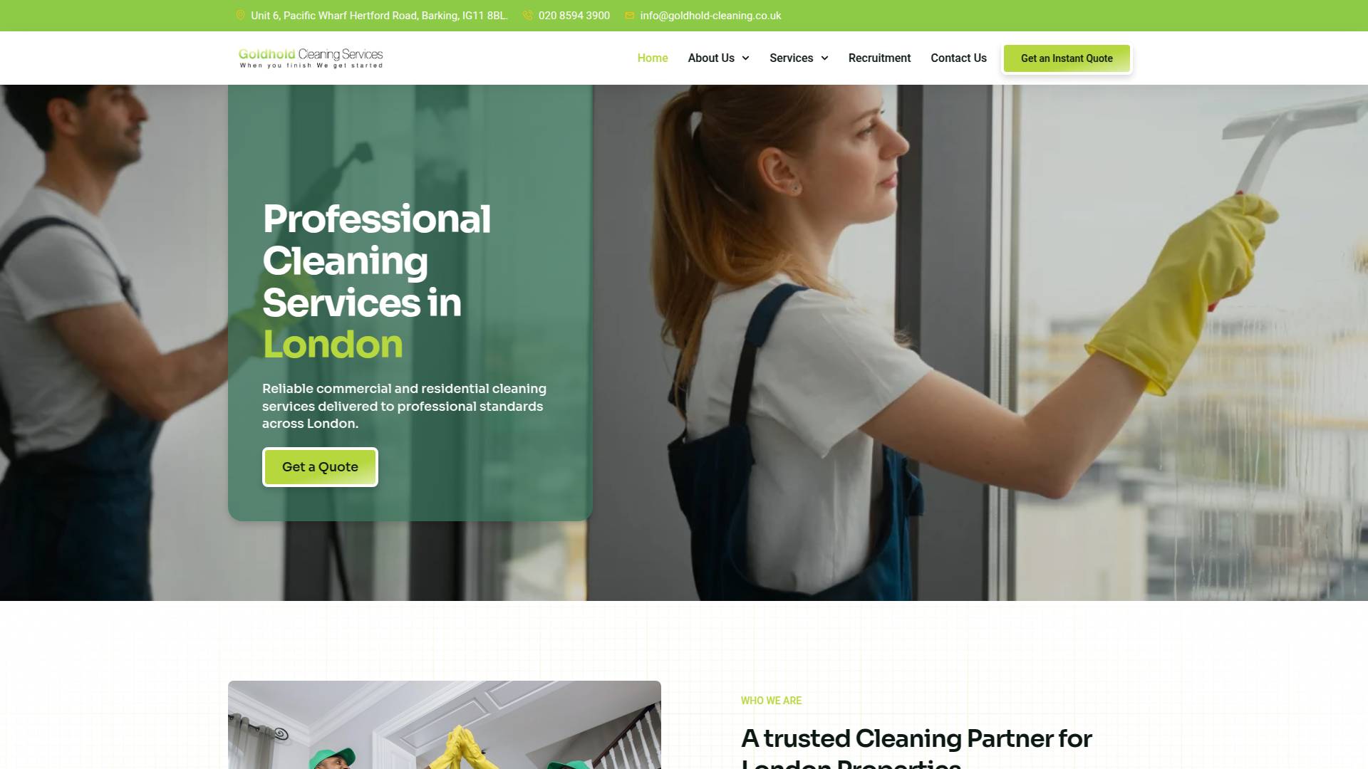 Goldhold Cleaning Services Website