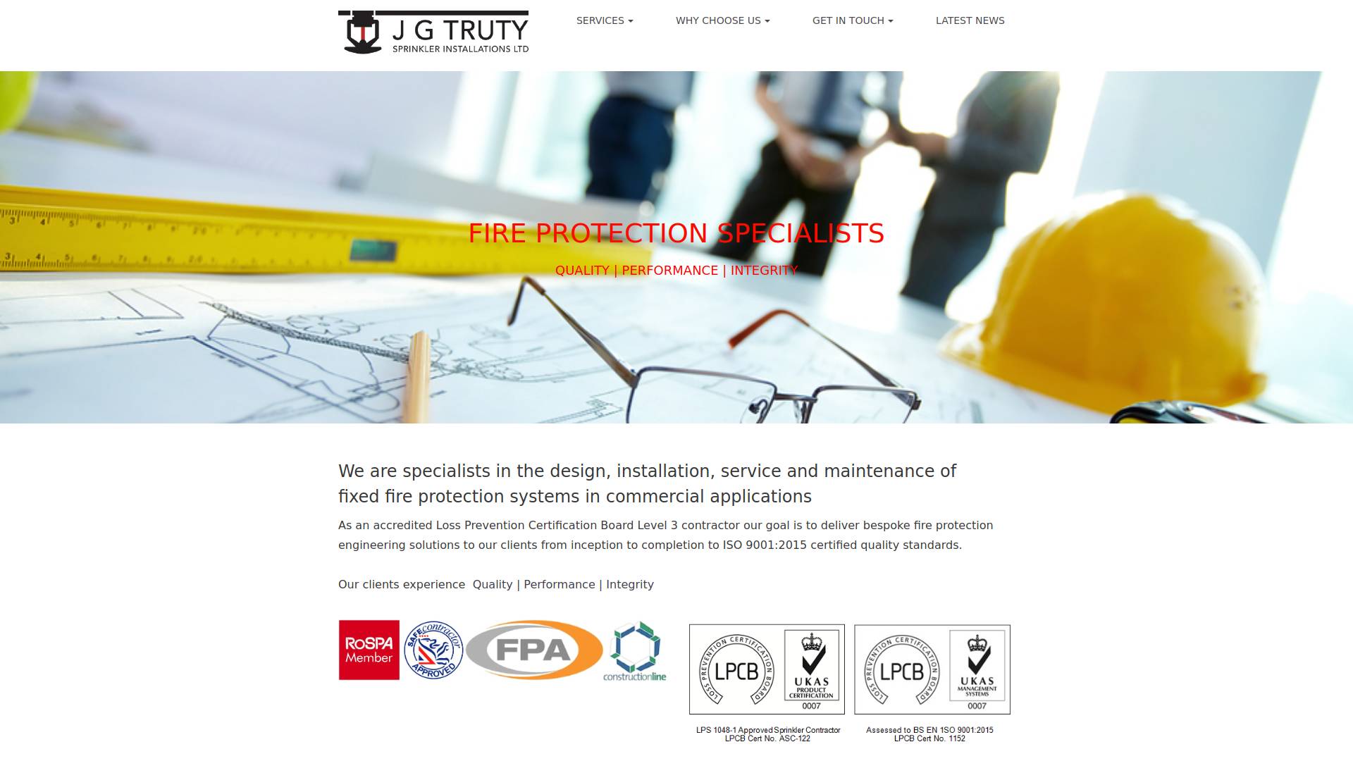 J G Truty Sprinkler Installations Ltd Website