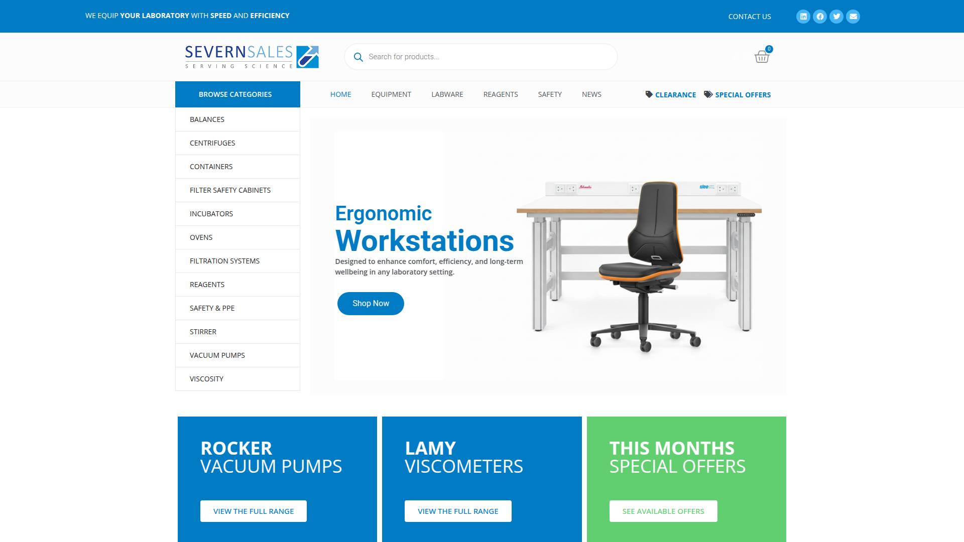 Severn Sales Laboratory Equipment Website