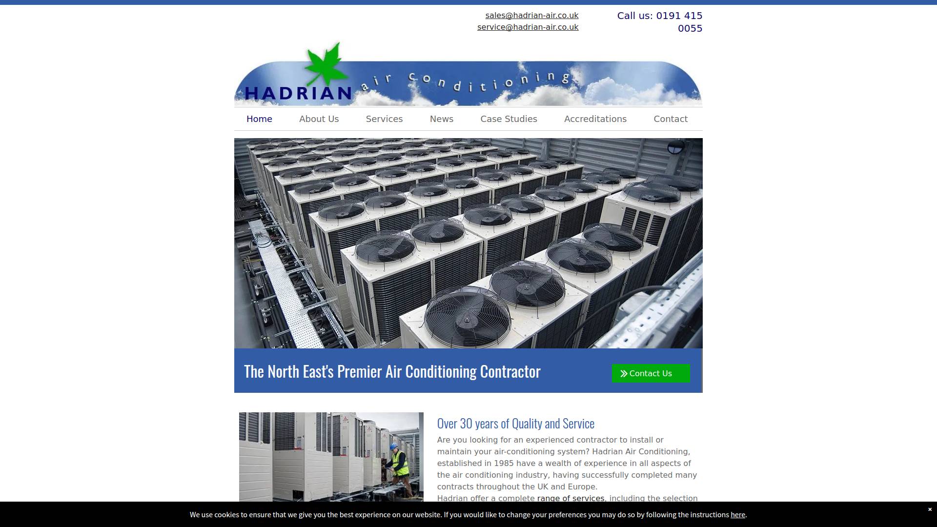 Hadrian Air Conditioning Ltd Website