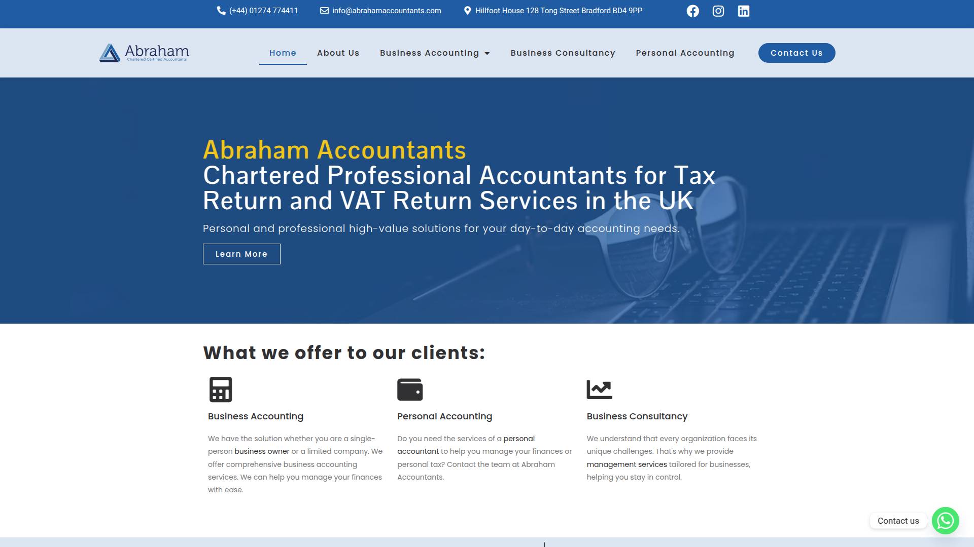 Abrahams Chartered Certified Accountants Website