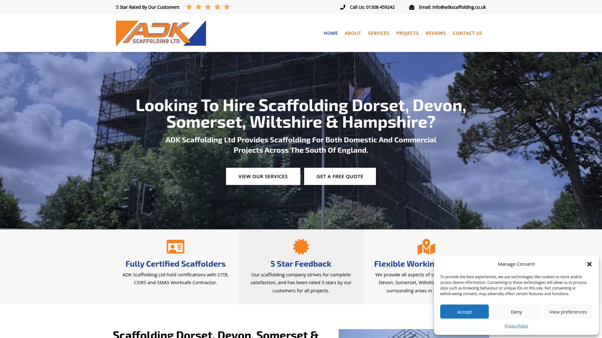 ADK Scaffolding Ltd Website